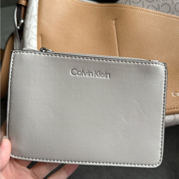Calvin Klein Tan and Gray Crossbody Bag with Pouch - Picture 4 of 8